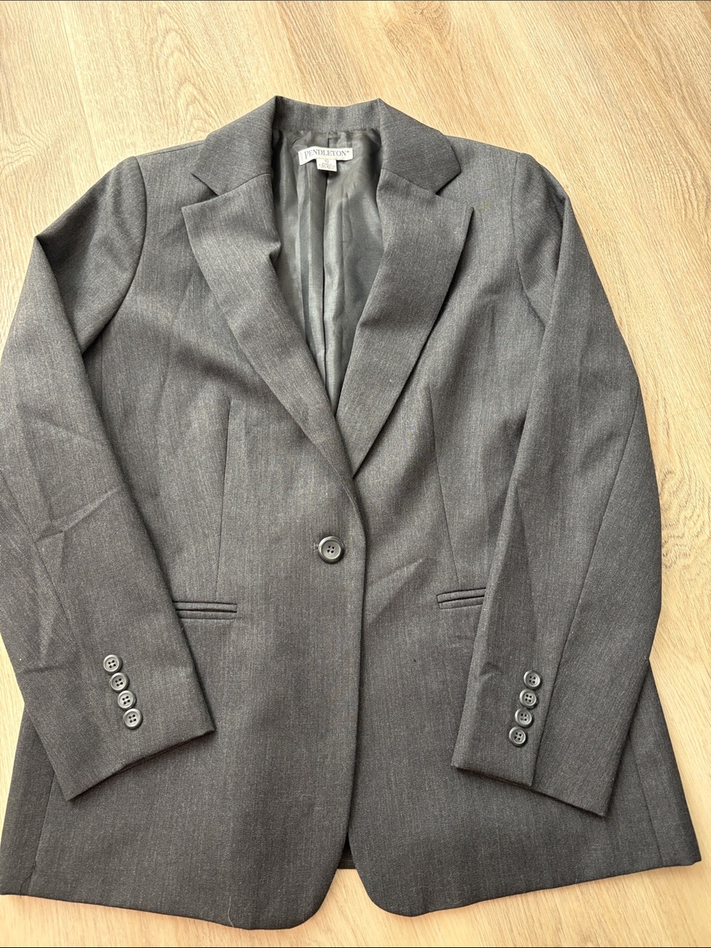 Vintage Pendleton Gray Virgin Wool Blazer Size 10 business casual minimalist - Picture 1 of 6